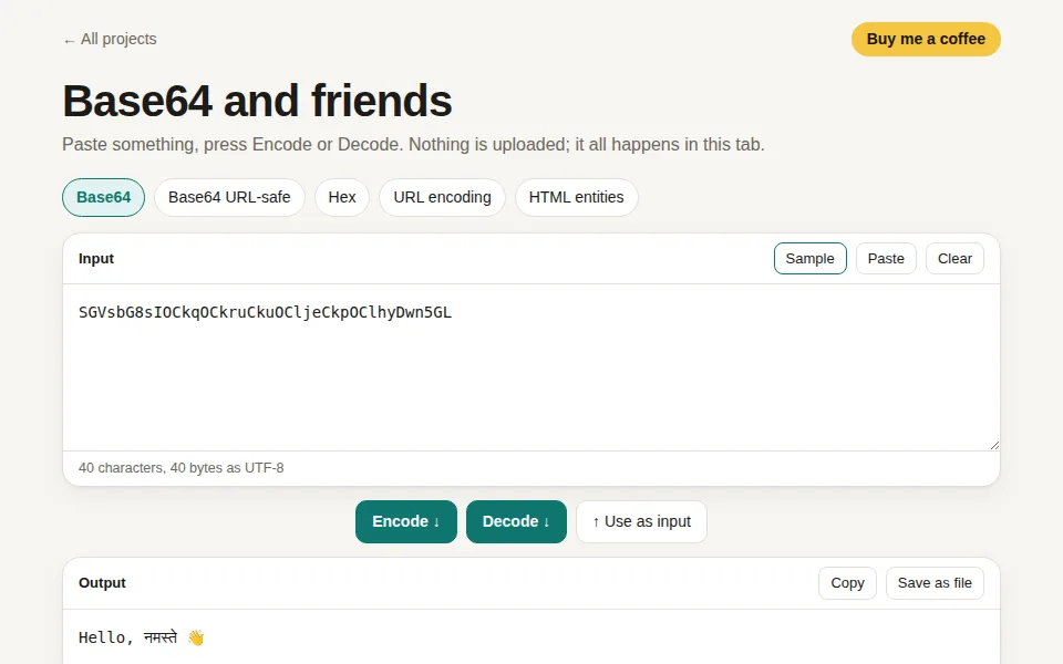 Screenshot of Base64 and friends