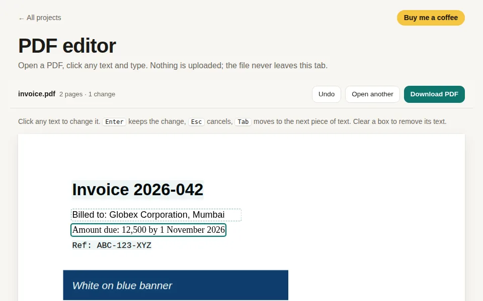 Screenshot of PDF editor